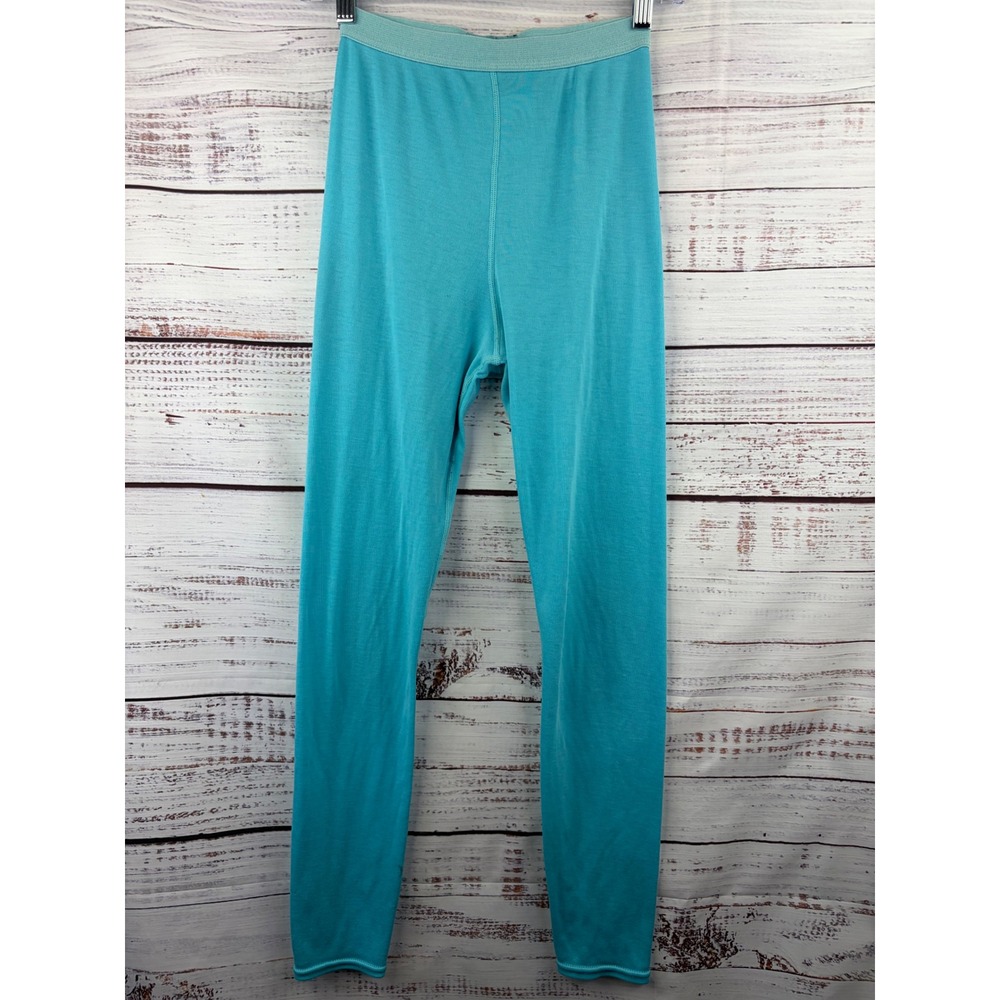 VTG Patagonia Capilene Kids 14 Turquoise Thermal Base Layer Leggings USA Made - Picture 2 of 16